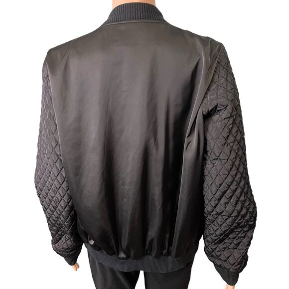 MICHAEL Michael Kors Light Jacket Quilted Sleeves Gold Zip Bomber XL Preppy Luxe - Picture 3 of 5